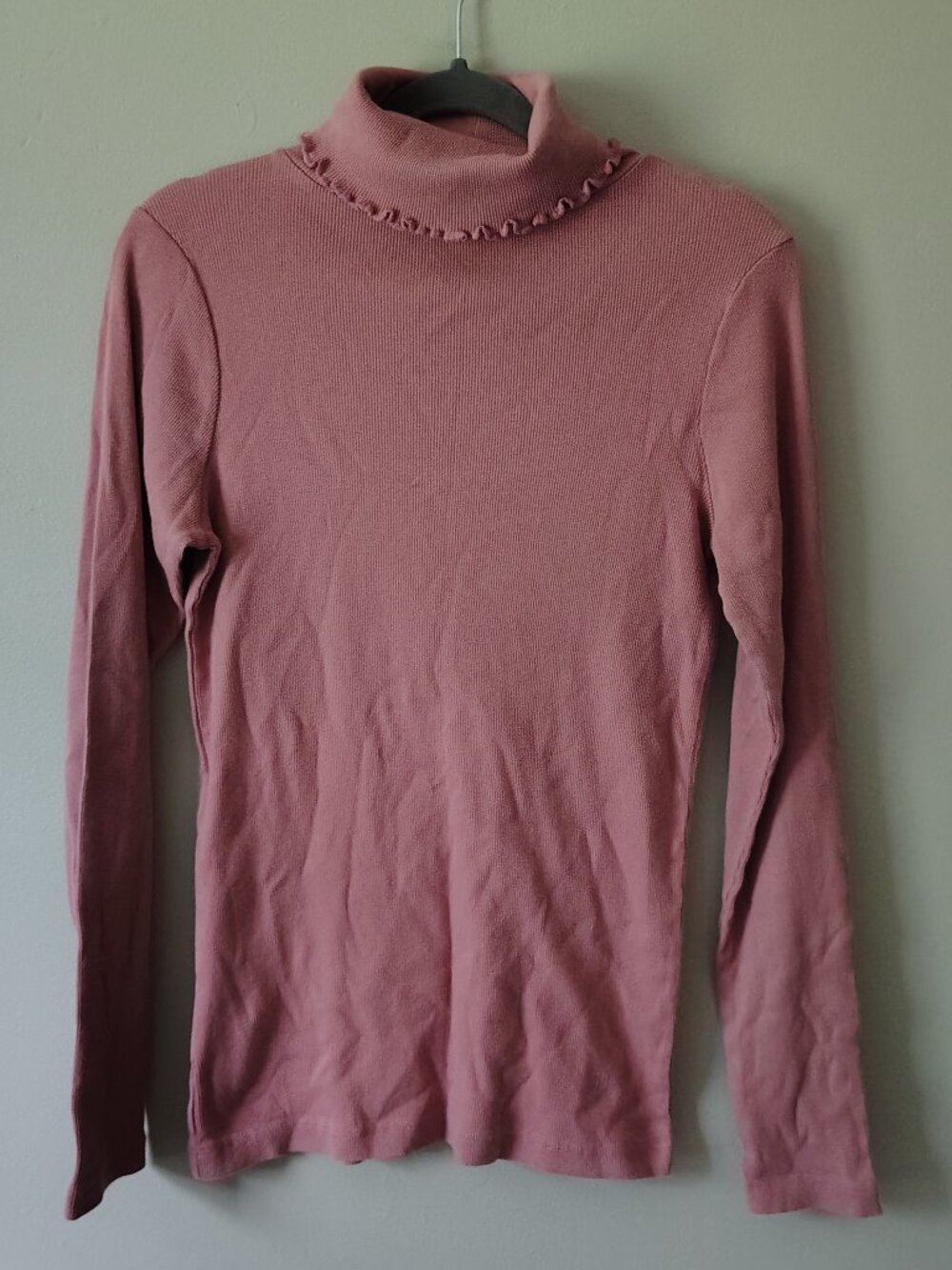 Misha & Puff Ribbed Organic Pima Cotton Turtleneck Pink Rose Soft Long Shirt